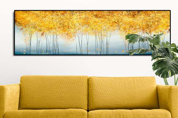 Poster - Golden trees, 90 x 30 см, Canvas on frame