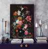 Poster - Bouquet of flowers on a black background, 60 x 90 см, Framed poster, Botanical