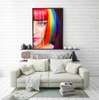Poster - Girl with rainbow hairstyle, 45 x 90 см, Framed poster on glass