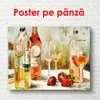Poster - Table with bottles of wine, 90 x 60 см, Framed poster, Provence