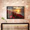 Poster - Flower field at sunset, 90 x 60 см, Framed poster, Nature