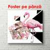 Poster - Flamingo roz, 100 x 100 см, Poster inramat pe sticla, Minimalism