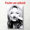 Poster - Portretul lui Kate Moss, alb-negru., 60 x 90 см, Poster înrămat, Persoane Celebre