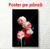 Poster - Pale pink roses on a graphite background, 30 x 60 см, Canvas on frame, Botanical