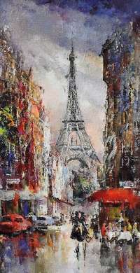 Poster - Pictura în ulei a Turnului Eiffel, 45 x 90 см, Poster inramat pe sticla