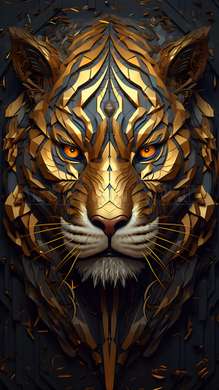 Poster - Golden tiger, 45 x 90 см, Framed poster on glass, Animals