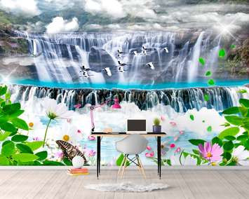 Wall Mural - Spring waterfall