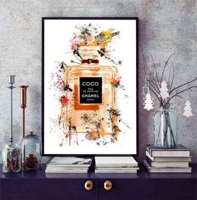 Poster - Coco Chanel - Eau de Parfum, 60 x 90 см, Framed poster on glass, Glamour