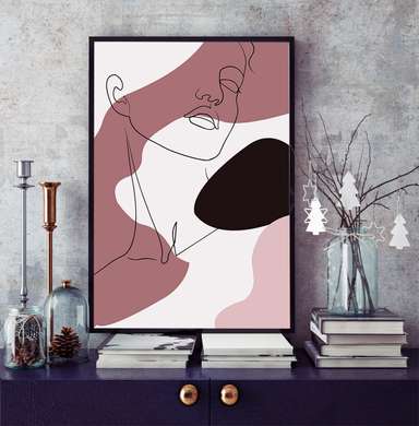 Poster - Trăsăturile feței unei femei, 60 x 90 см, Poster inramat pe sticla