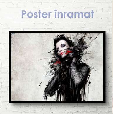 Постер - Графическое изображение девушке, 90 x 45 см, Постер на Стекле в раме