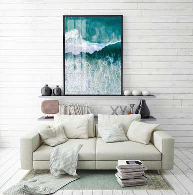 Poster - Ocean wave, 50 x 75 см, Framed poster on glass, Marine Theme