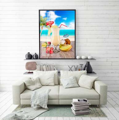 Poster - Milkshake with tropical fruits, 60 x 90 см, Framed poster