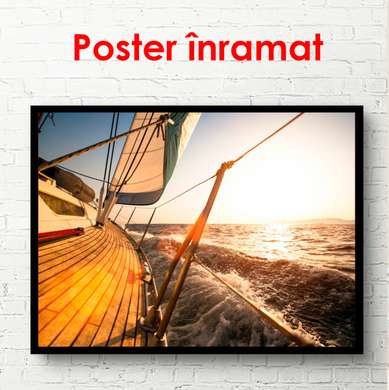 Poster - Walk on the sea at sunset, 90 x 60 см, Framed poster, Marine Theme