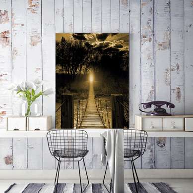 Poster - Wooden bridge across the river, 30 x 45 см, Canvas on frame