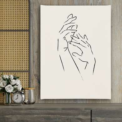 Poster - Hands, 60 x 90 см, Framed poster on glass, Minimalism