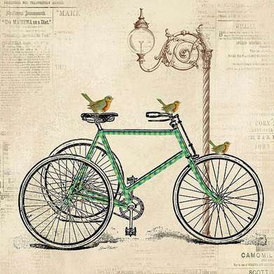 Poster - Bicicleta pe un fundal bej, 100 x 100 см, Poster înrămat, Provence