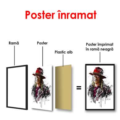 Постер - Портрет певца в шляпе, 60 x 90 см, Постер в раме, Личности