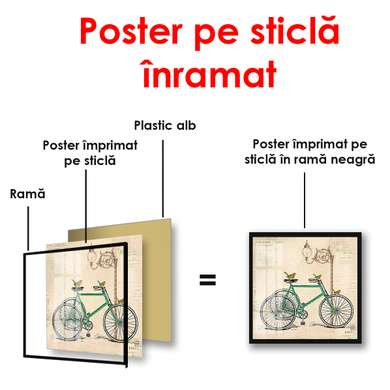 Poster - Bicicleta pe un fundal bej, 100 x 100 см, Poster înrămat, Provence