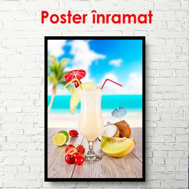 Poster - Milkshake de fructe tropicale, 60 x 90 см, Poster înrămat, Alimente și Băuturi