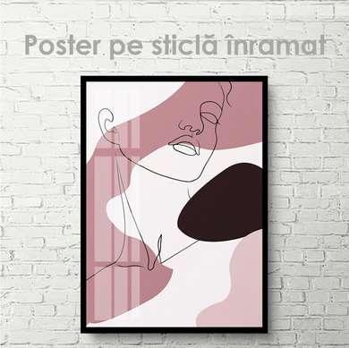 Постер - Черты лица девушки, 60 x 90 см, Постер на Стекле в раме, Минимализм
