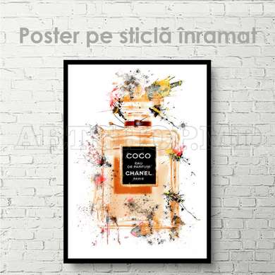 Постер - Coco Chanel- Eau de Parfum, 60 x 90 см, Постер на Стекле в раме, Гламур