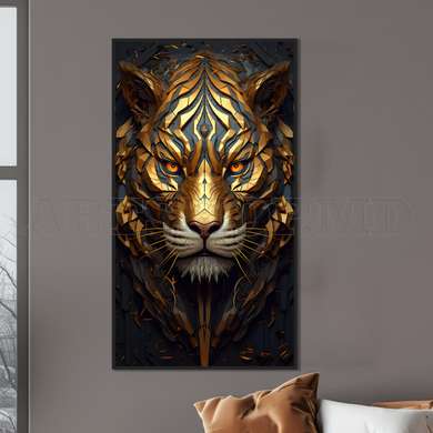 Poster - Golden tiger, 30 x 60 см, Framed poster, Animals