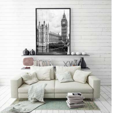 Poster - National symbols of Great Britain, 60 x 90 см, Framed poster on glass, Maps and Cities