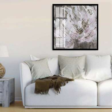 Постер - Абстрактный цветок, 40 x 40 см, Холст на подрамнике, Цветы
