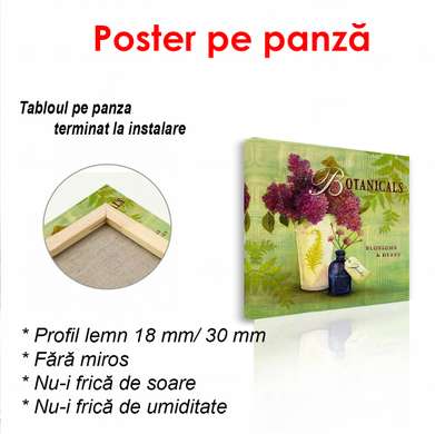 Poster - Vase with lilacs on a green background, 100 x 100 см, Framed poster, Provence