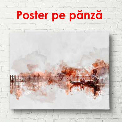 Постер - Абстрактный бежевый город, 90 x 60 см, Постер на Стекле в раме, Абстракция