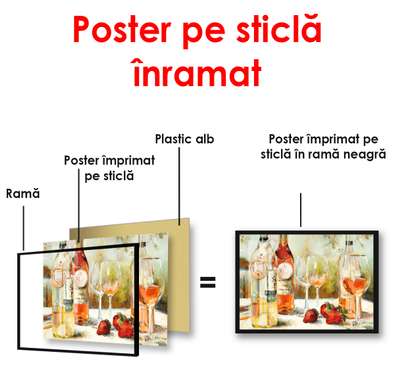 Poster - Masa cu sticle de vin, 90 x 60 см, Poster înrămat, Provence