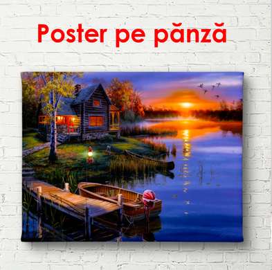 Poster - Evening lake, 90 x 60 см, Framed poster, Nature
