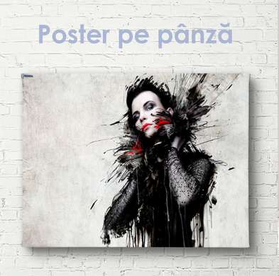 Poster - Imagine grafică a unei fete, 90 x 45 см, Poster inramat pe sticla