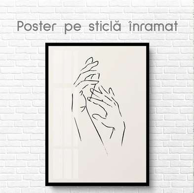Poster - Mâinile, 60 x 90 см, Poster inramat pe sticla