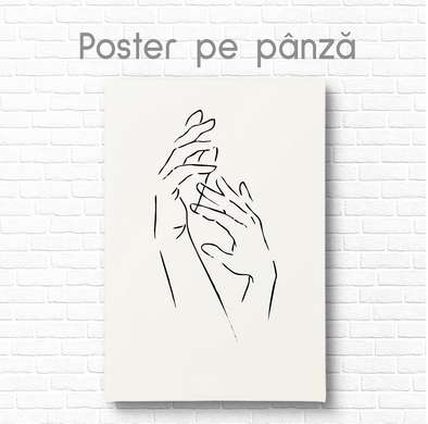 Poster - Hands, 60 x 90 см, Framed poster on glass, Minimalism