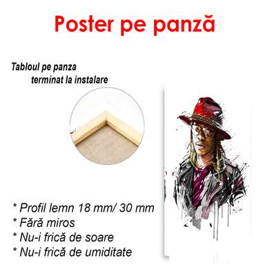 Poster - Portret de cântăreață cu pălărie, 60 x 90 см, Poster înrămat, Persoane Celebre
