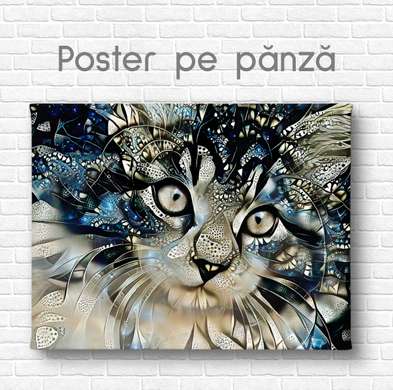 Постер, Абстрактная кошка, 30 x 45 см, Холст на подрамнике