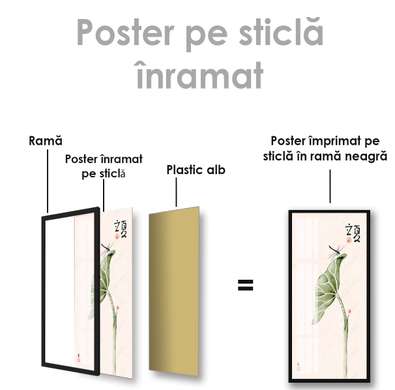 Постер - Лист и насекомый, 45 x 90 см, Постер на Стекле в раме, Ботаника