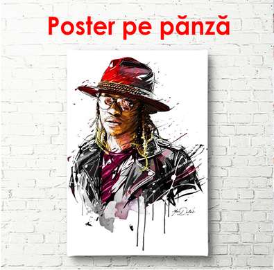 Постер - Портрет певца в шляпе, 60 x 90 см, Постер в раме, Личности
