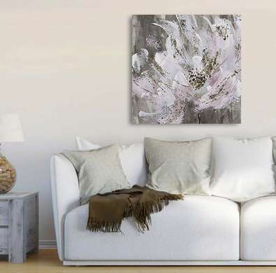 Постер - Абстрактный цветок, 40 x 40 см, Холст на подрамнике, Цветы
