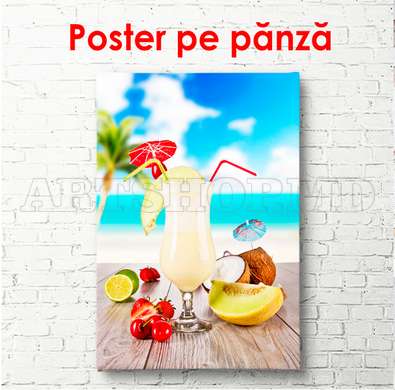 Poster - Milkshake de fructe tropicale, 60 x 90 см, Poster inramat pe sticla, Alimente și Băuturi