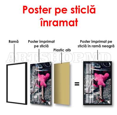 Poster - Fată care repară o mașină, 30 x 45 см, Panza pe cadru, Diverse