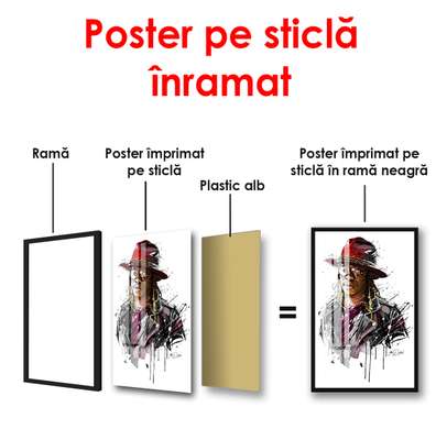 Poster - Portrait of a singer in a hat, 60 x 90 см, Framed poster