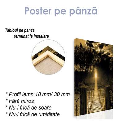 Poster - Wooden bridge across the river, 30 x 45 см, Canvas on frame