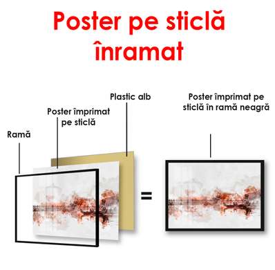 Poster - Abstract beige city, 90 x 60 см, Framed poster on glass, Abstract
