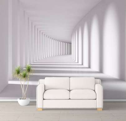 3Д Фотообои - Белый тоннель с подсветкой