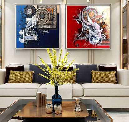 Poster - Abstraction in Chinese style, 40 x 40 см, Canvas on frame, Sets