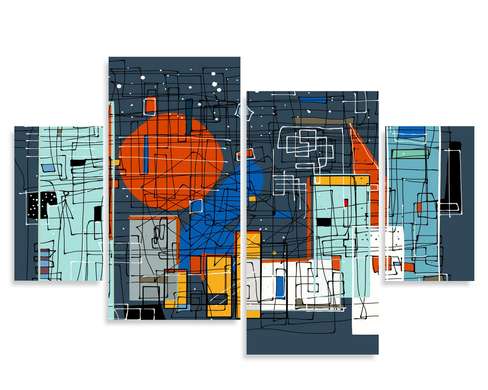 Модульная картина, Абстрактный город, 180 x 108