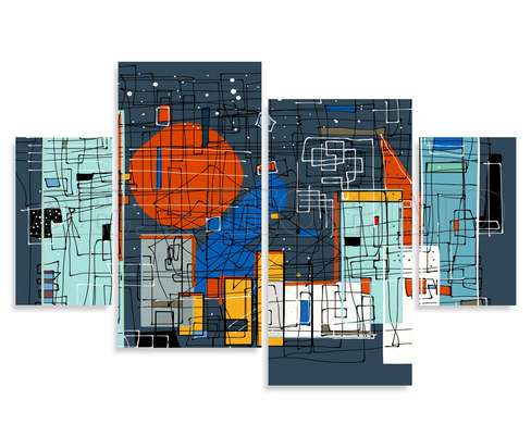Tablou Pe Panza Multicanvas, Orașul abstract, 100 x 68