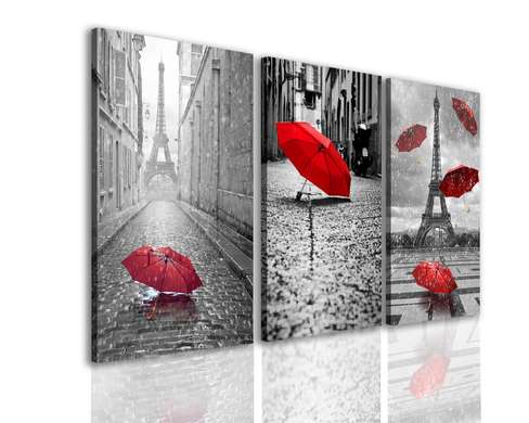 Modular picture, A red umbrella.